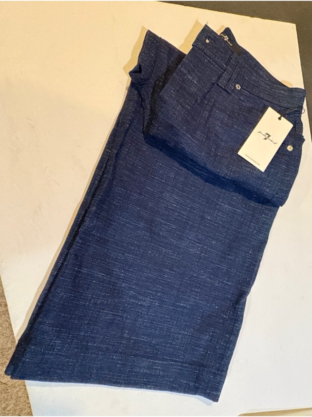 Linen Pants 7 For All Mankind Wide Leg Culotte Size 28 Navy High